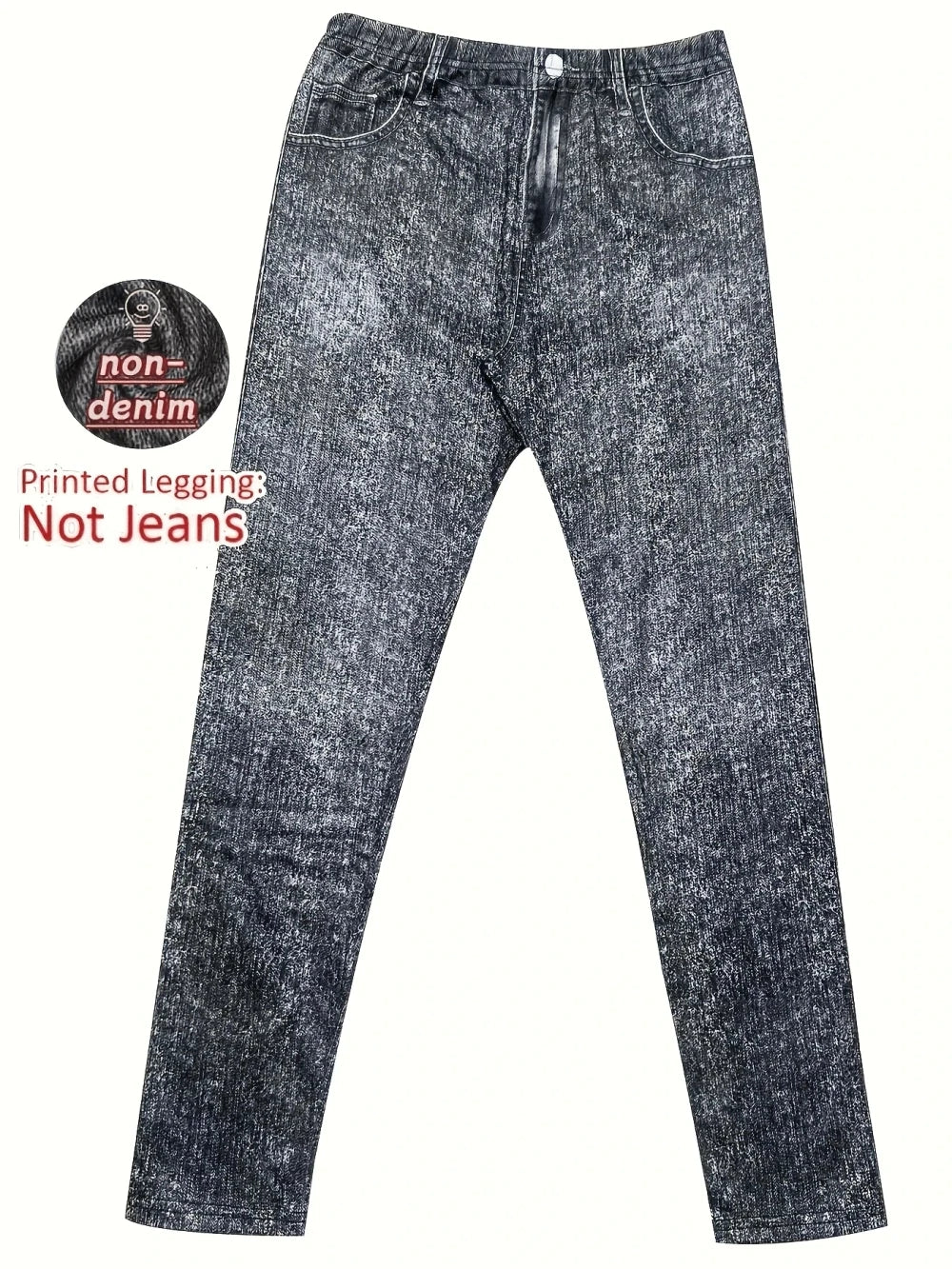 Faux Denim Printed Leggings