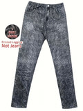 Faux Denim Printed Leggings