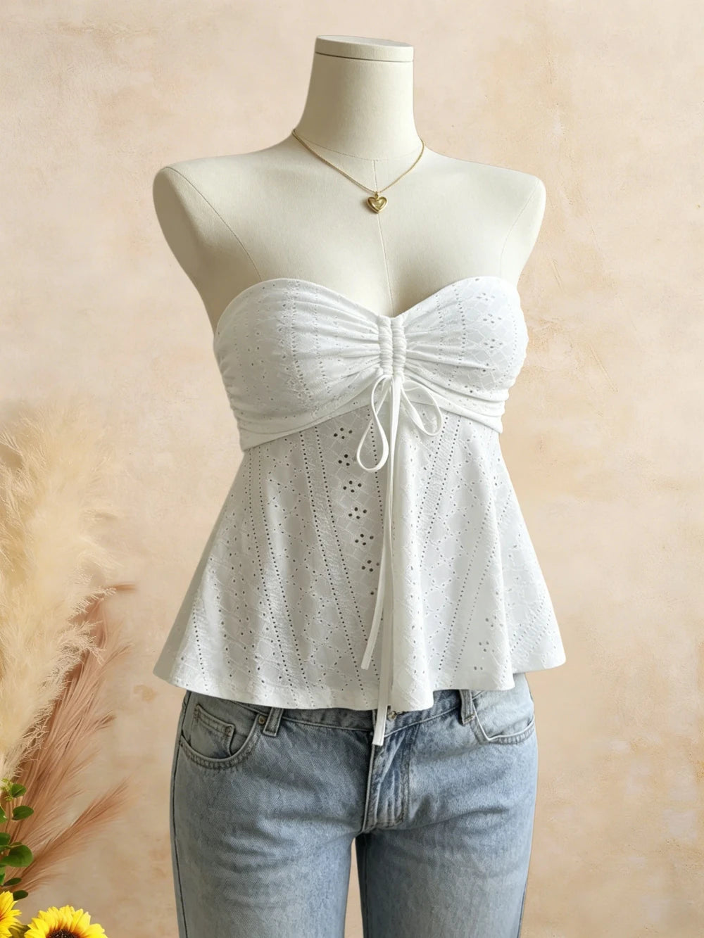 Eyelet Lace Tube Top