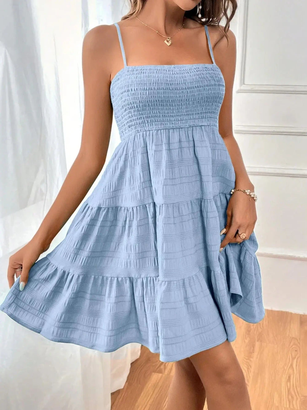 Smocked Swing Mini Dress