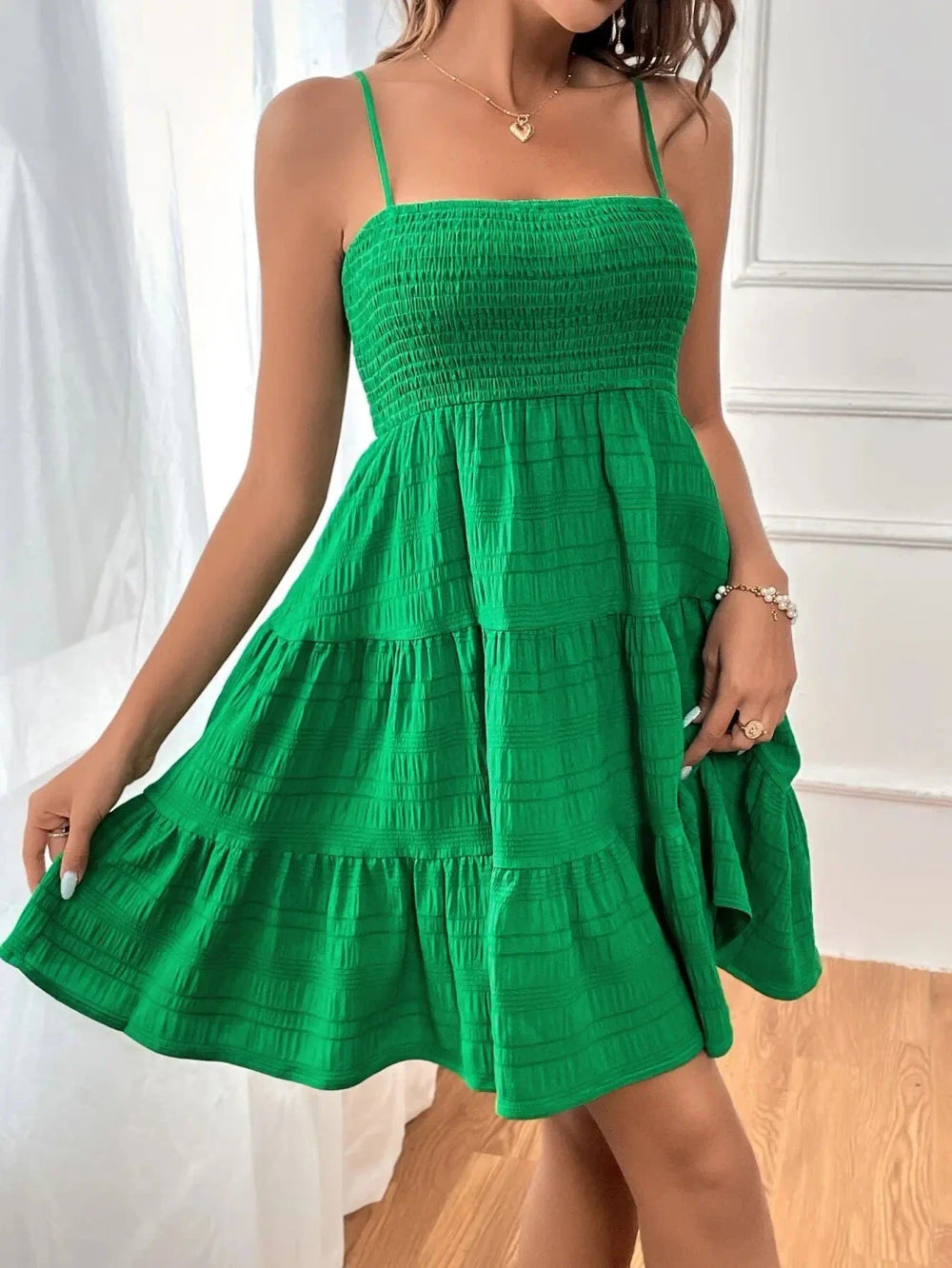 Smocked Swing Mini Dress
