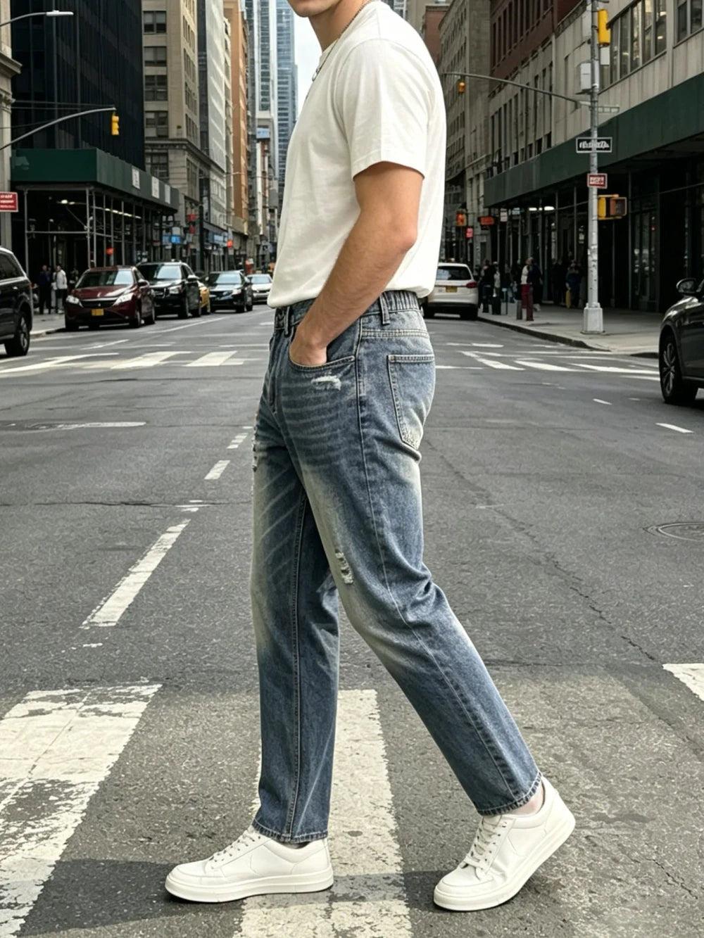 Straight Leg Denim Jeans