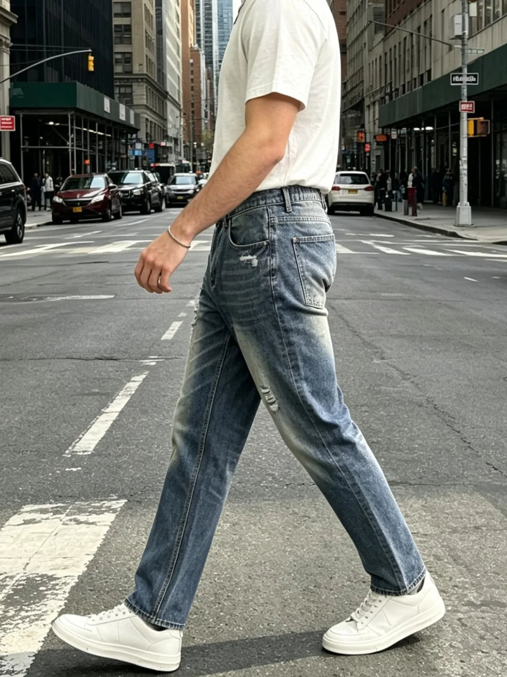 Straight Leg Denim Jeans