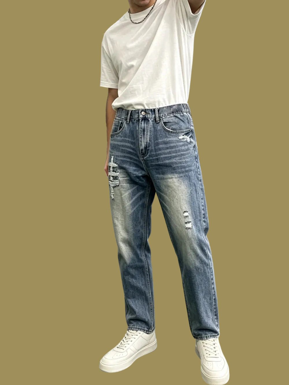 Straight Leg Denim Jeans