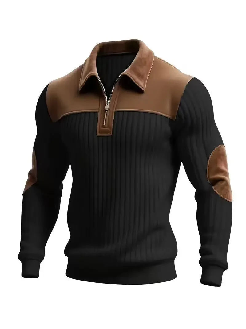 Men's Corduroy Color-Blocked Sports Sweatshirt