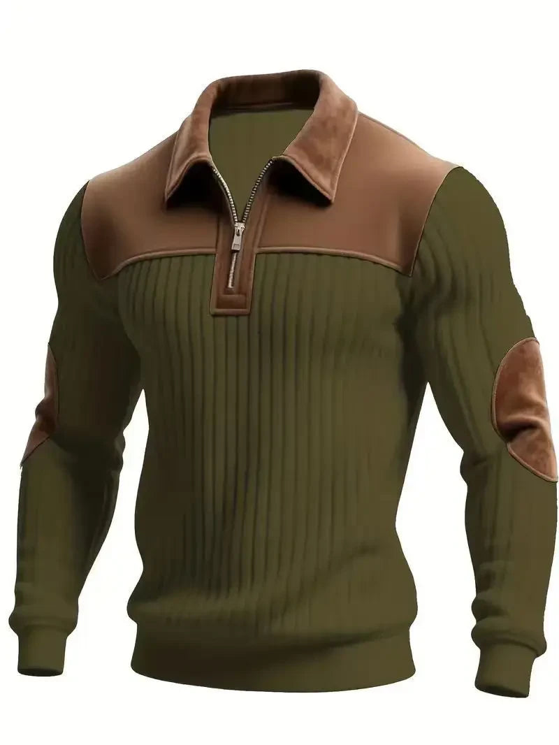 Men's Corduroy Color-Blocked Sports Sweatshirt
