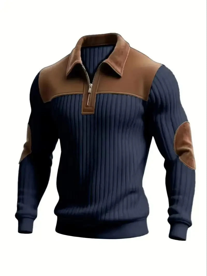 Men's Corduroy Color-Blocked Sports Sweatshirt