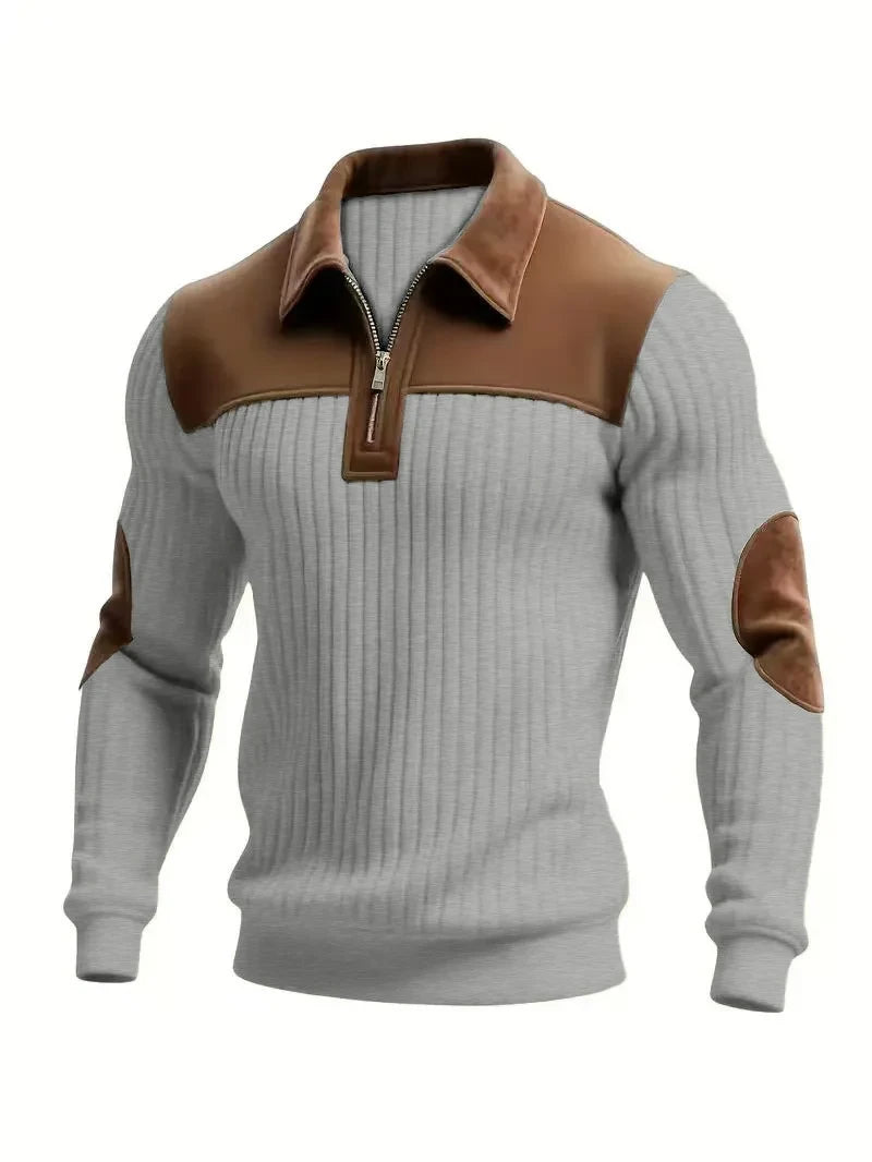 Men's Corduroy Color-Blocked Sports Sweatshirt