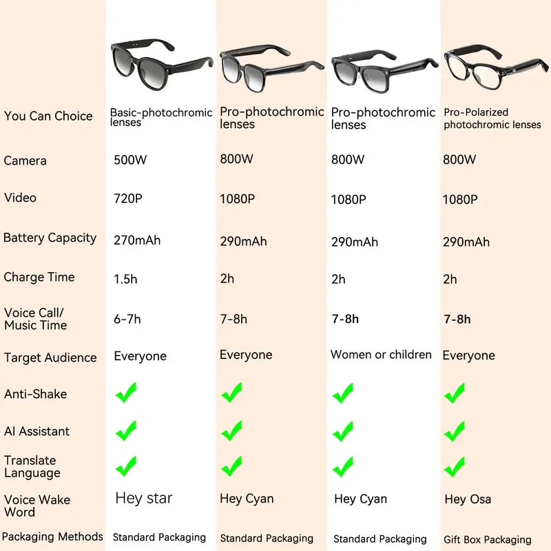 Smart AI Camera Glasses