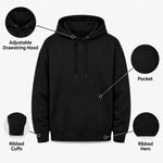 Lightweight Casual Black Pullover Hoodies