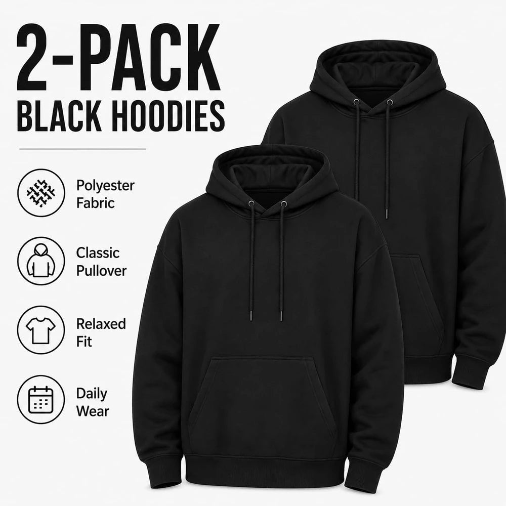 Lightweight Casual Black Pullover Hoodies