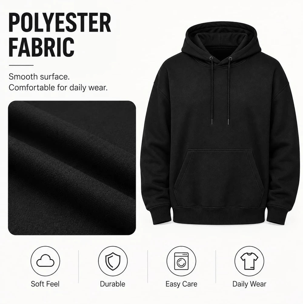 Lightweight Casual Black Pullover Hoodies