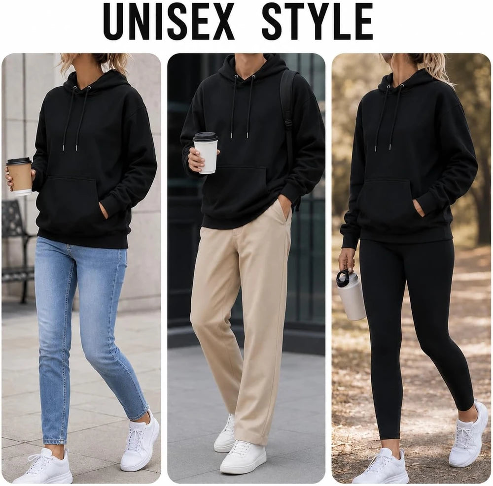 Lightweight Casual Black Pullover Hoodies