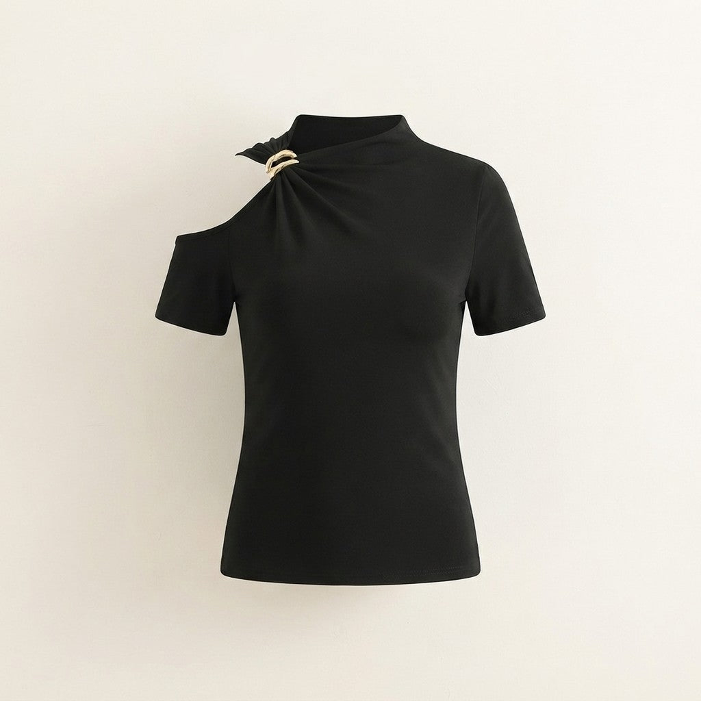 Knit Off-Shoulder T-Shirt