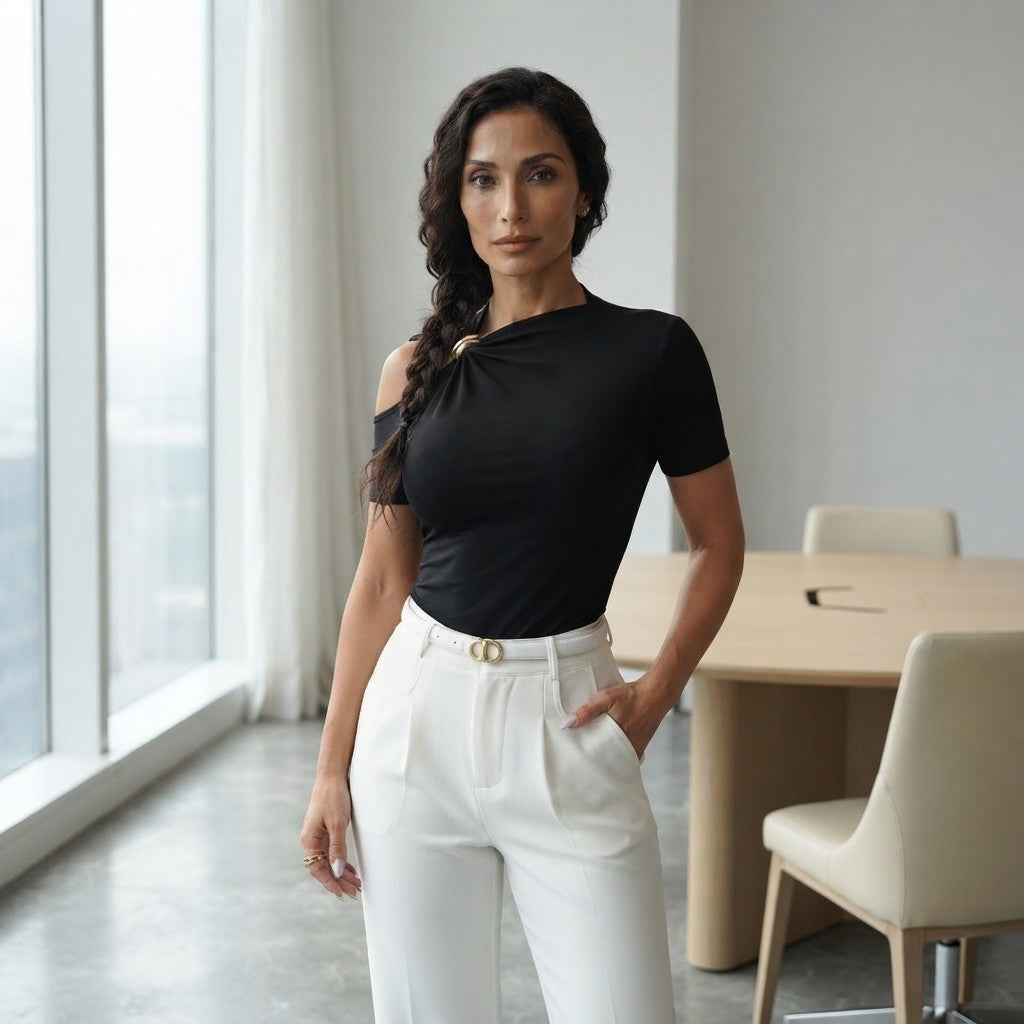 Knit Off-Shoulder T-Shirt